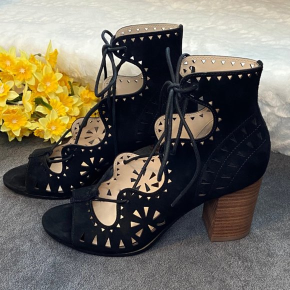 Nine West Black Gweniah Suede Sandals Size 7 - Picture 3 of 16